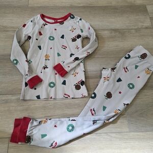 Holiday-Themed Kids Pajama Set with Red Trim